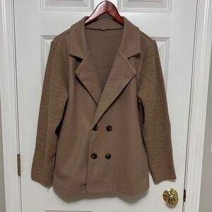 Women’s Double-Breasted light Brown sweater coat